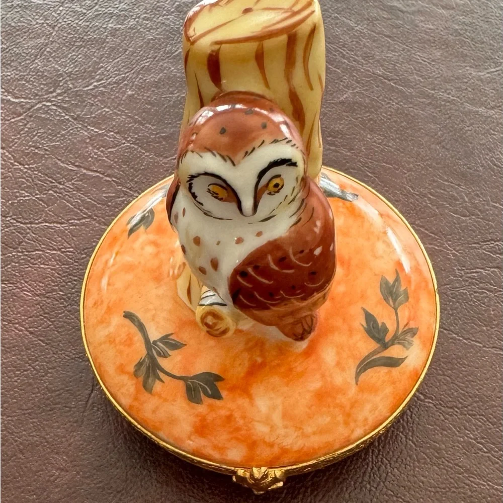 Limoges Barn Owl Trinket Box - Picture 3 of 4